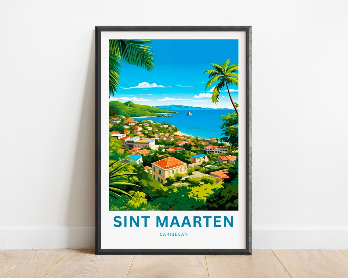 Saint Martin Travel Poster, Minimalist Caribbean Decor