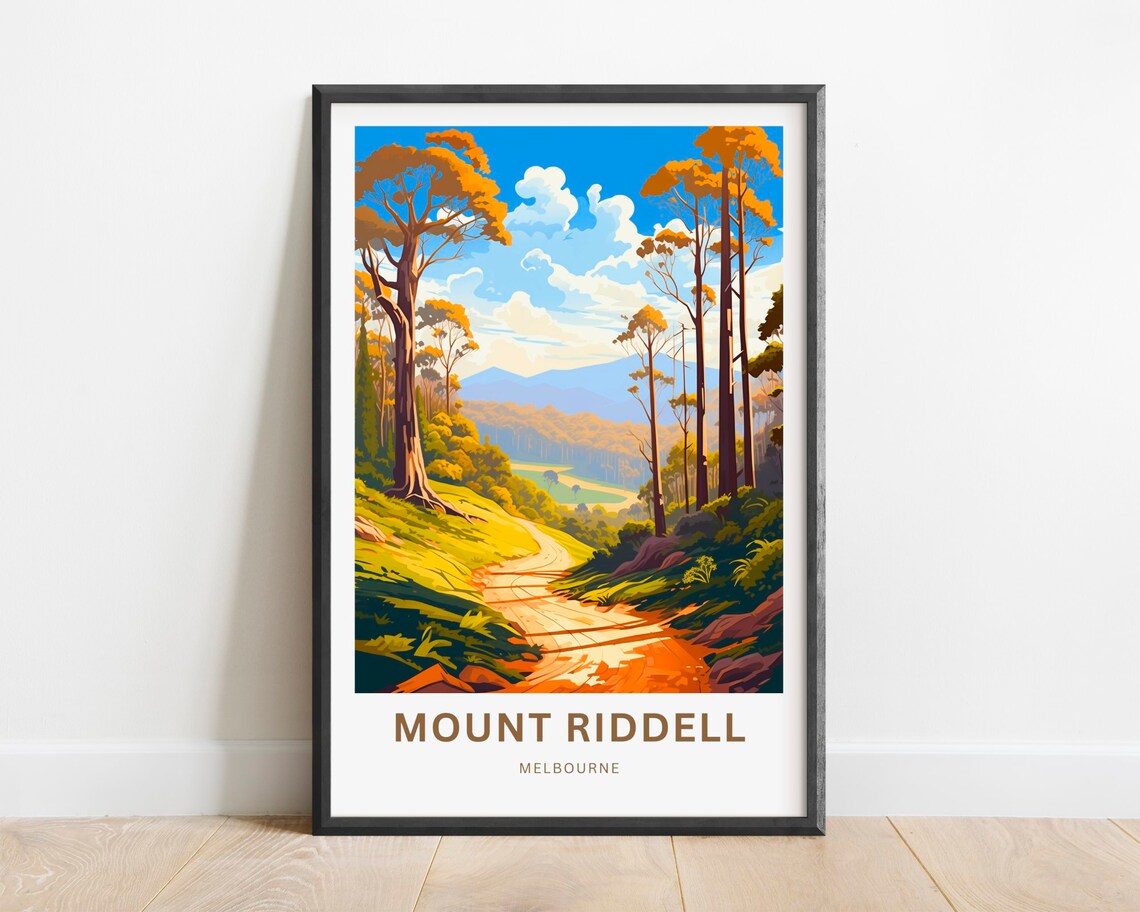 Mount Riddell Melbourne Golden Autumn Forest Trail Travel Poster