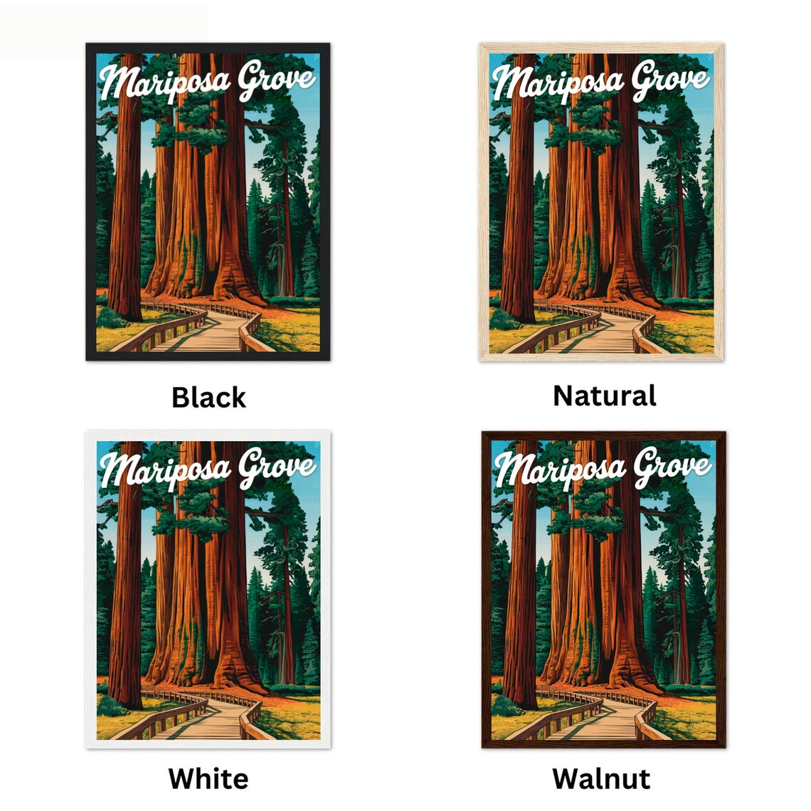 Mariposa Grove Giant Sequoia Forest Trail Vintage Travel Poster - Image 4