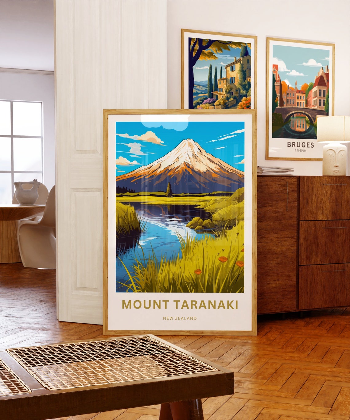 Personalized Mount Taranaki New Zealand Volcano Meadow Custom Poster - Image 3