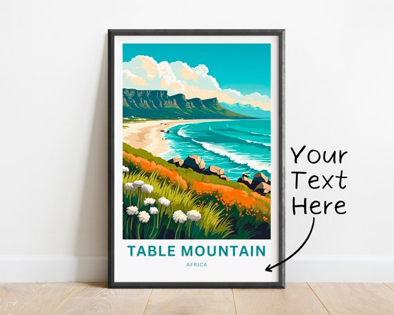 Personalized Table Mountain Travel Print Table Mountain Poster Africa Wall Art Framed Present Gift Africa Present