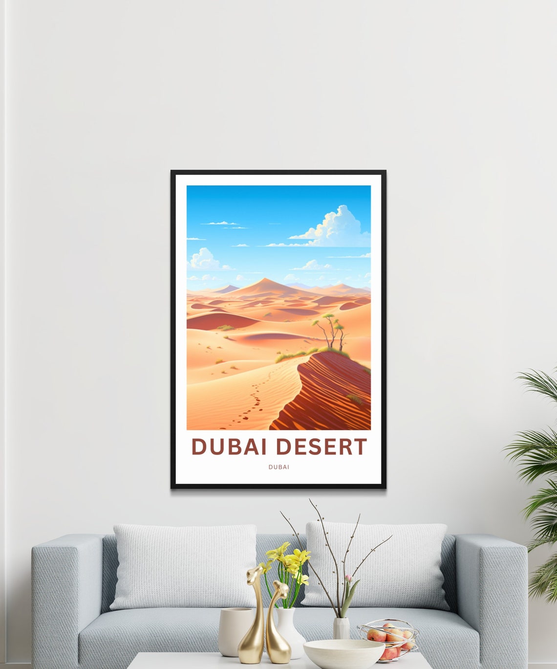 Personalized Dubai Desert Golden Sand Dunes Travel Poster Gift - Image 3