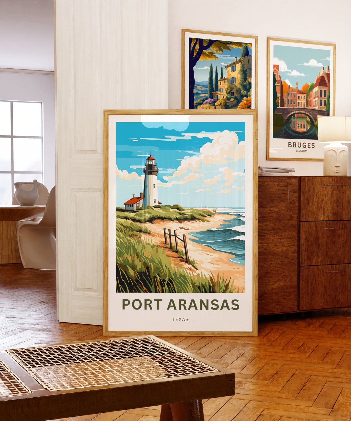 Port Aransas Texas Lighthouse Beach Custom Text Travel Poster - Image 5