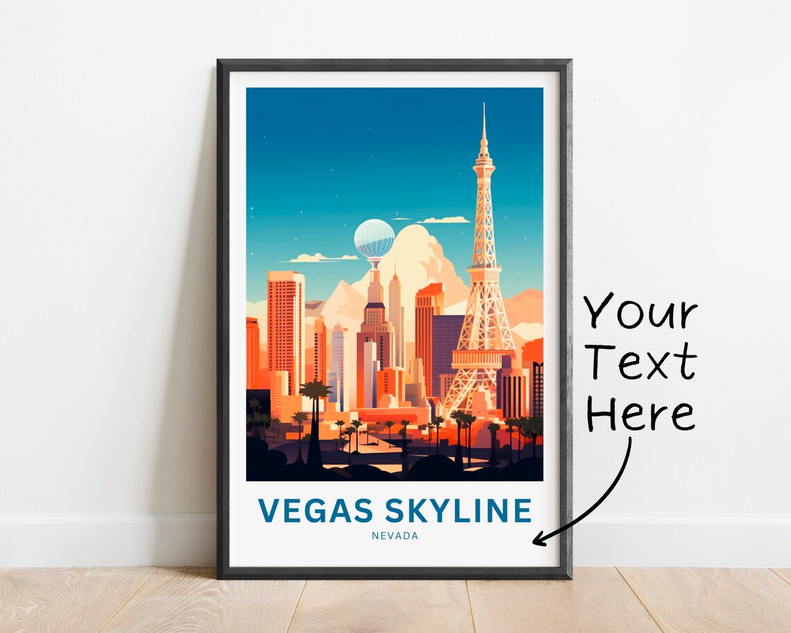 Personalized Retro Vegas Skyline Nevada Strip Towers Travel Poster