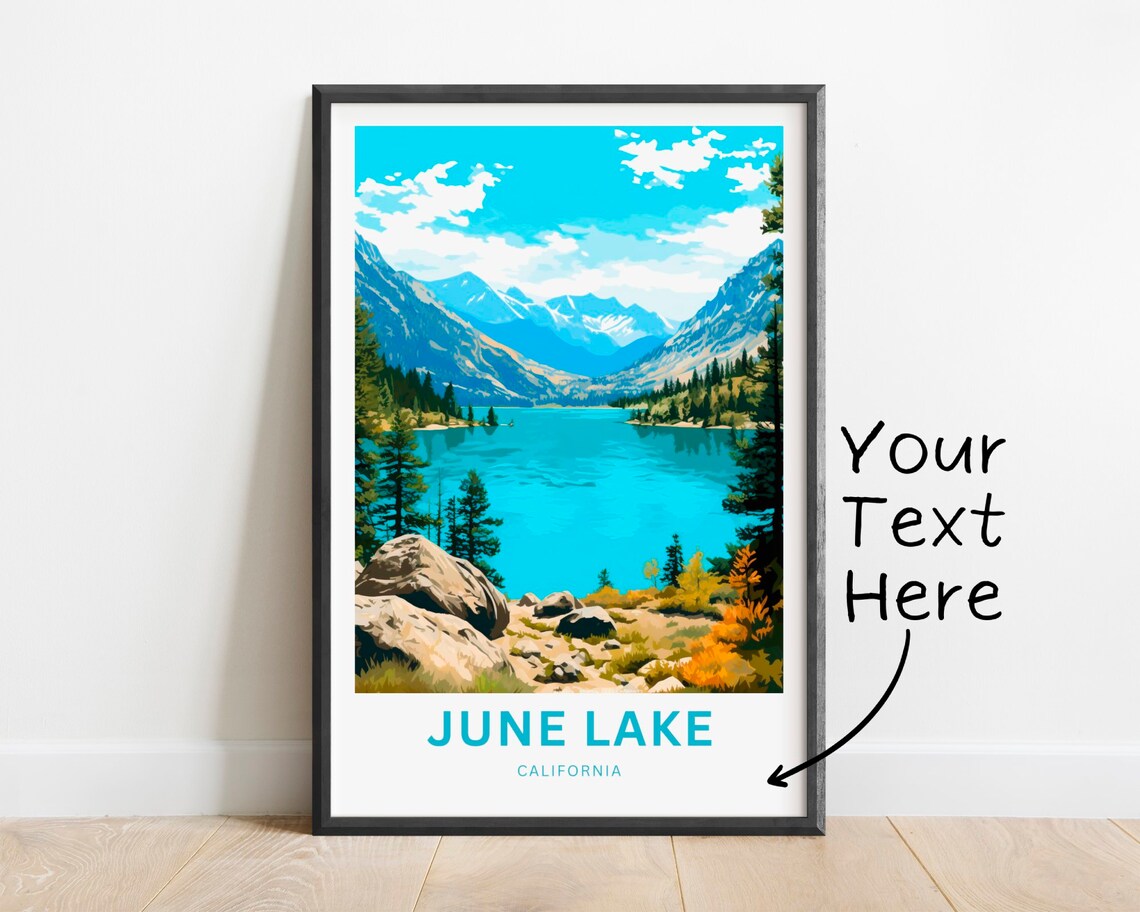 June Lake California Mountain Lake Rocky Shore Travel Poster