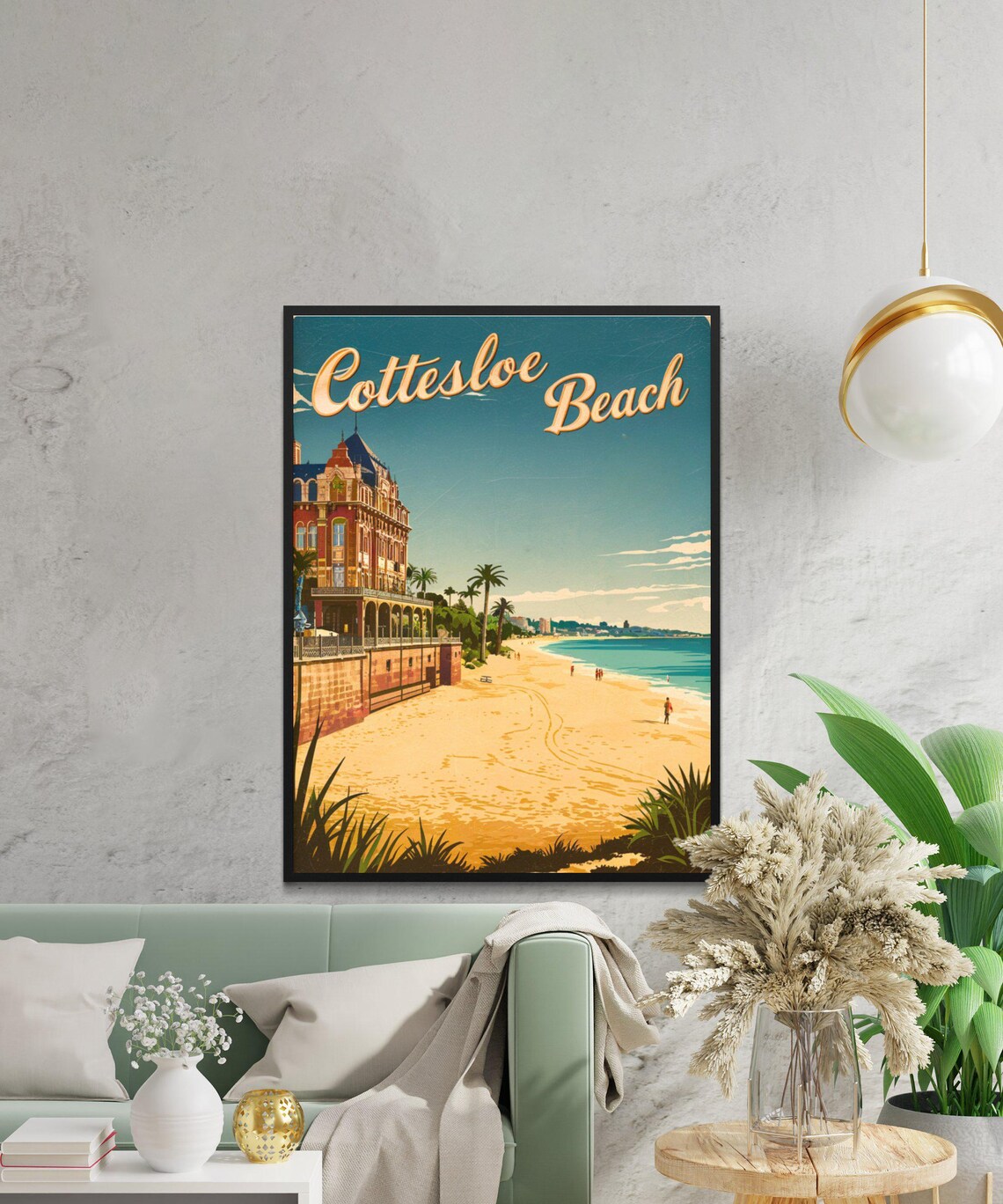 Cottesloe Beach Grand Hotel Sandy Shore Palms Vintage Travel Poster - Image 4