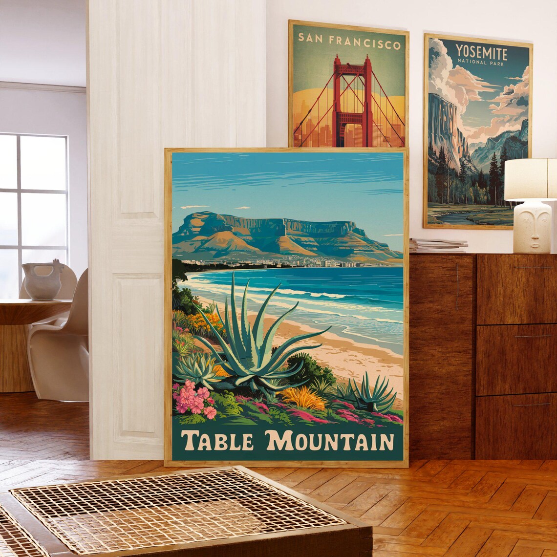 Table Mountain South Africa Vintage Travel Poster Cape Town Coastline - Image 5