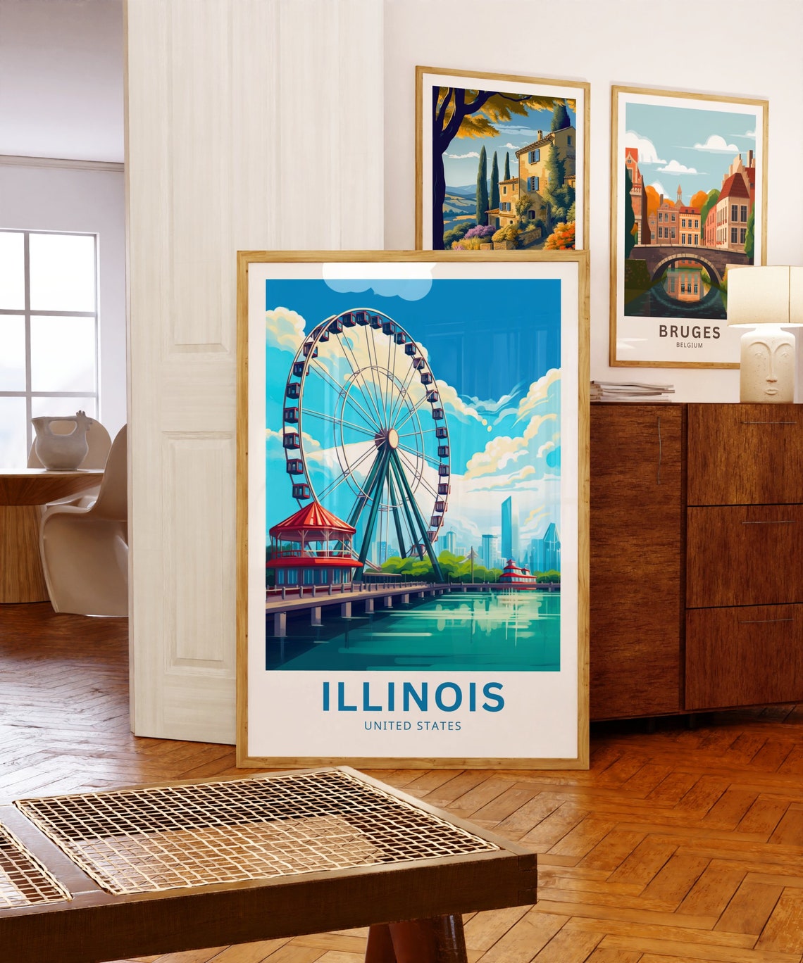 Illinois Navy Pier Ferris Wheel Chicago Lakefront Travel Poster - Image 5