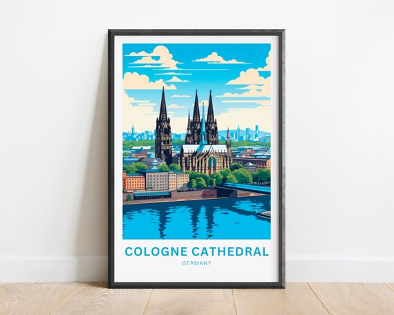Cologne Cathedral Germany Gothic Landmark Retro Travel Art Poster