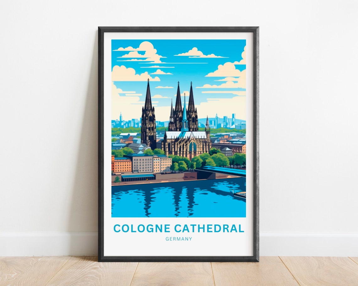 Cologne Cathedral Germany Gothic Landmark Retro Travel Art Poster