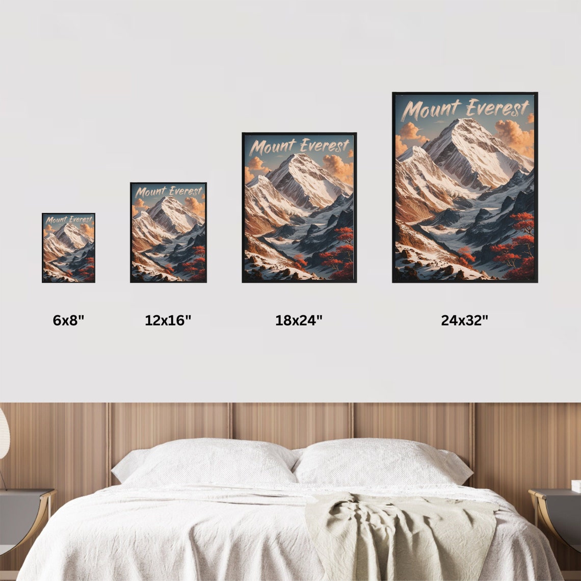 Mount Everest Autumn Maple Trees Snow Summit Clouds Vintage Poster - Image 4