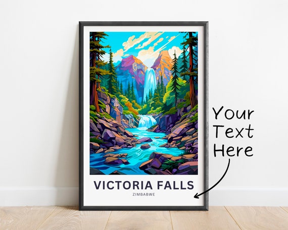 Personalized Victoria Falls Travel Print Victoria Falls Poster Zimbabwe Wall Art Framed Present Gift Zimbabwe Africa Present
