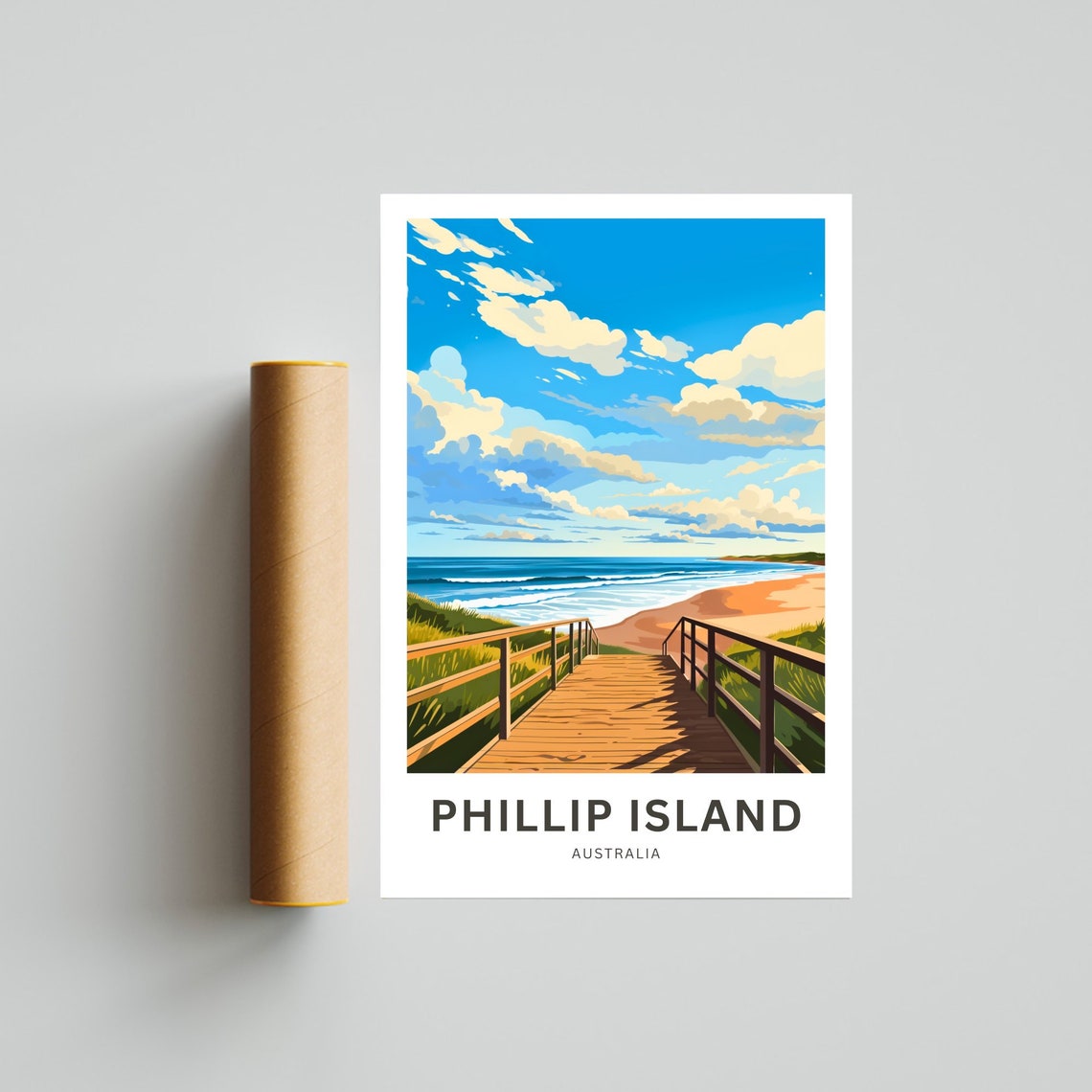 Phillip Island Australia Boardwalk Ocean Horizon Custom Text Poster - Image 4