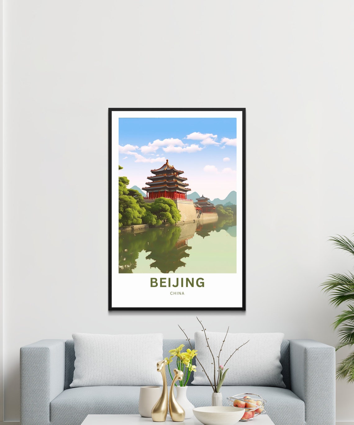 Personalized Beijing China Red Palace Lake Reflection Travel Poster - Image 3