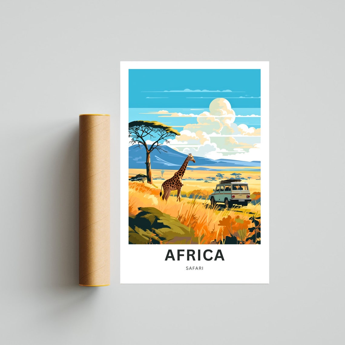 Personalized Africa Safari Poster with Custom Text and Giraffe Art - Image 4