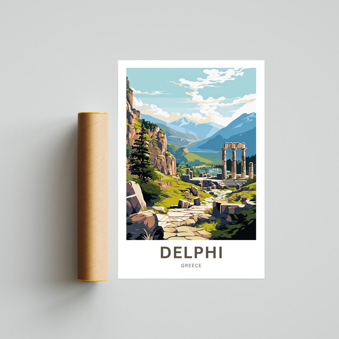 Delphi Greece Ancient Ruins Mountain Valley History Travel Poster - Image 4