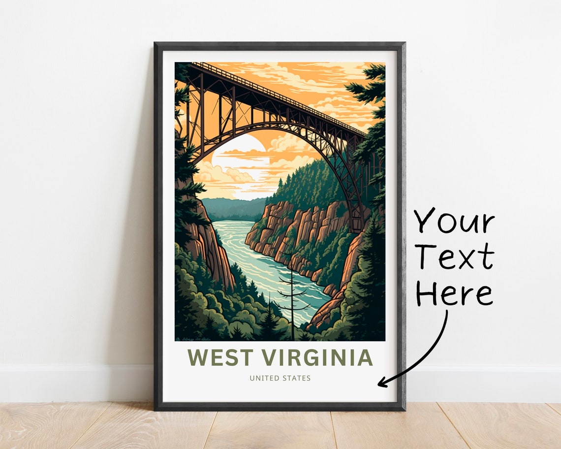 West Virginia Personalized Sunset Arch Bridge River Gorge Poster