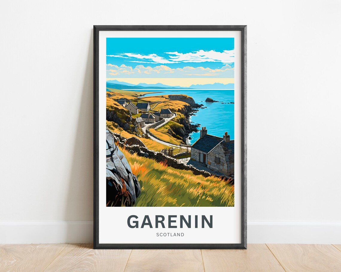 Garenin Scotland Cliff Path Crofts Ocean View Art Travel Poster