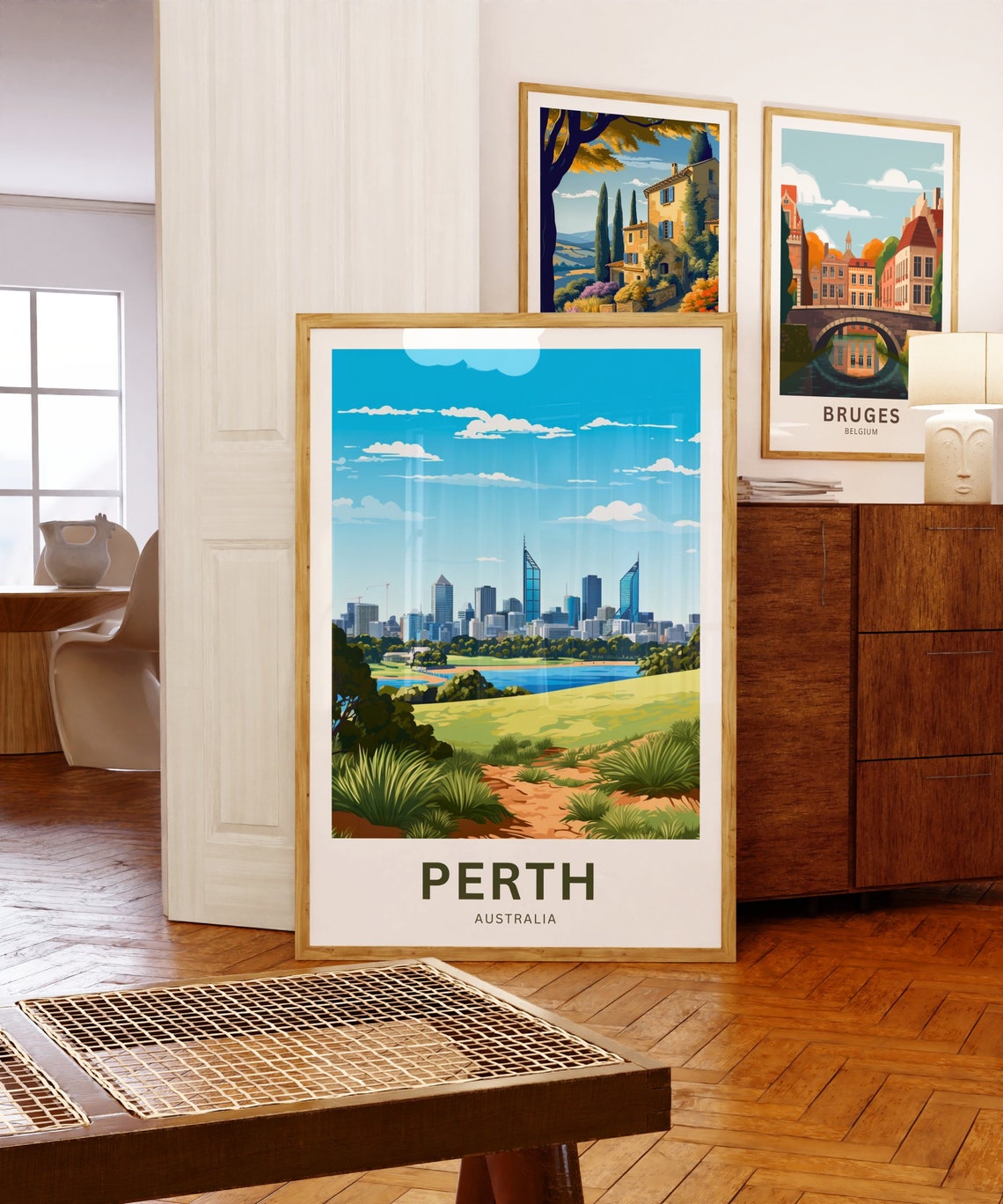 Perth Australia Skyline Over River From Park Hill Travel Poster - Image 5