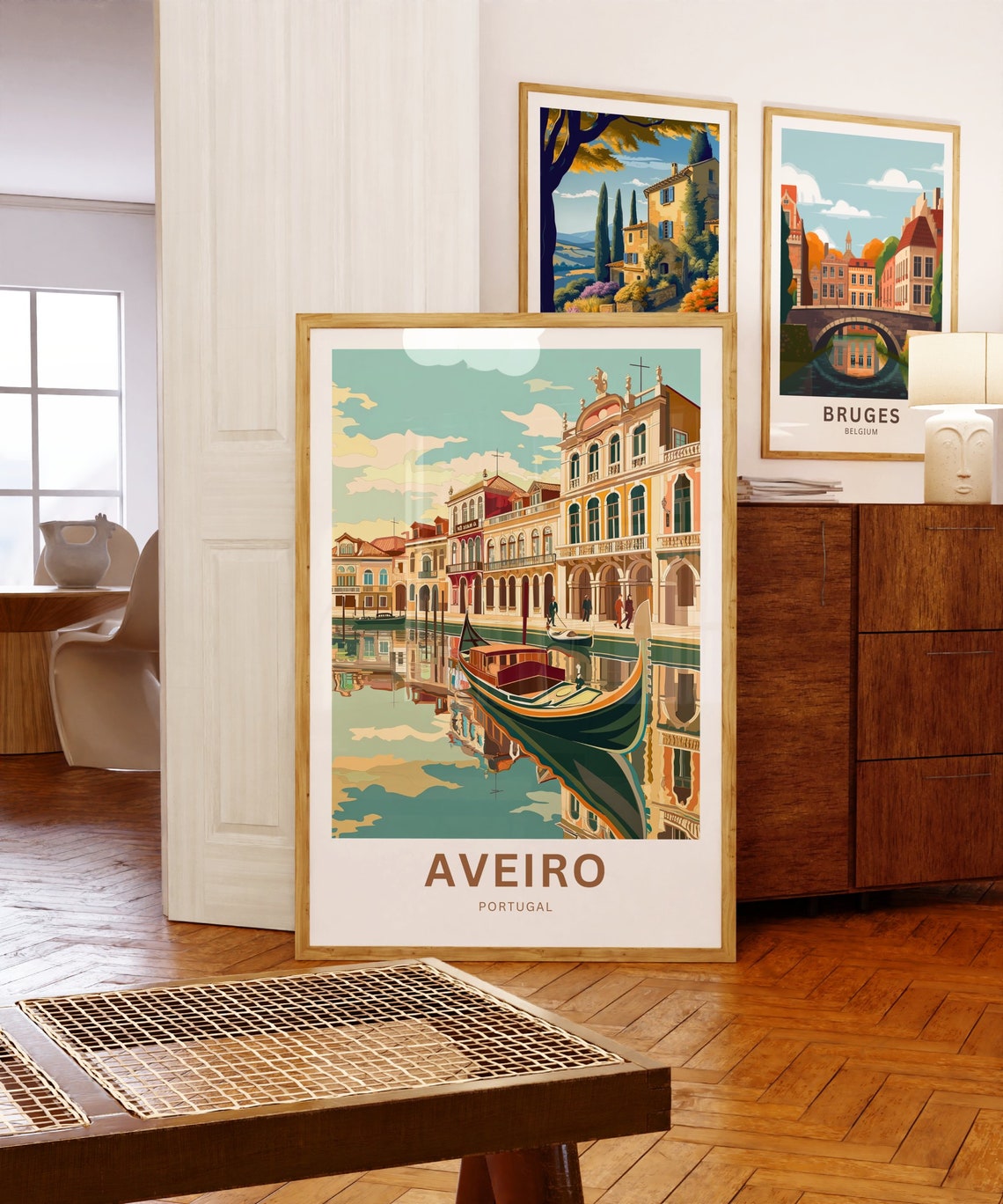 Aveiro Portugal Canal Gondola Mirror Reflections Travel Poster - Image 5