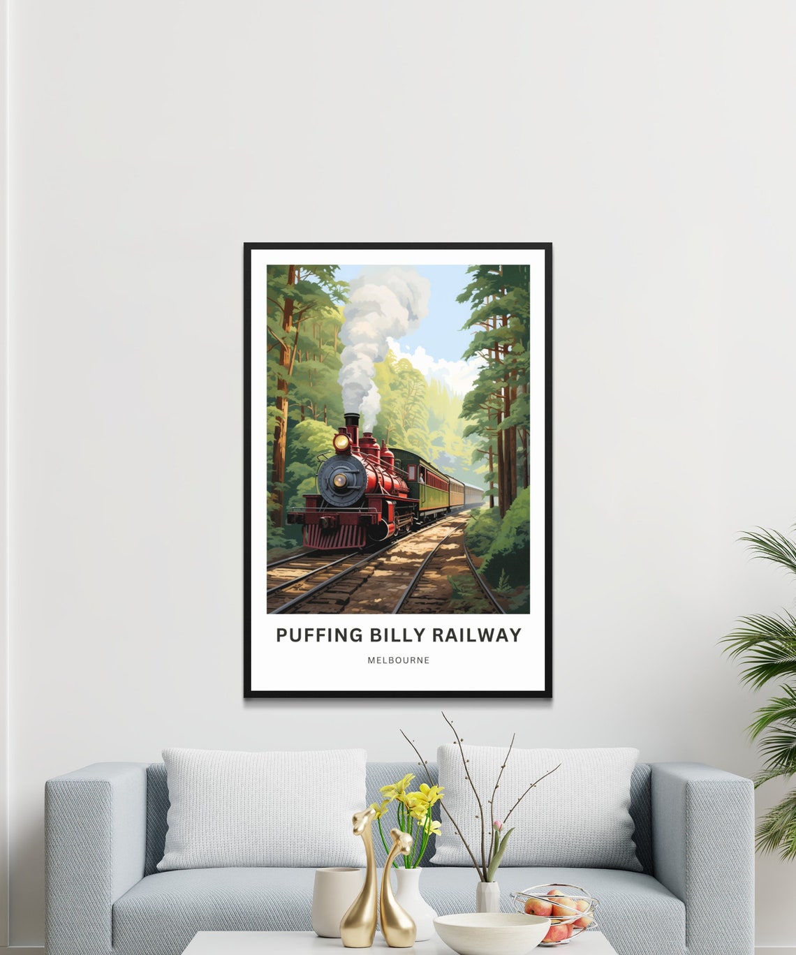 Personalized Puffing Billy Railway Steam Train Custom Text Poster - Image 3