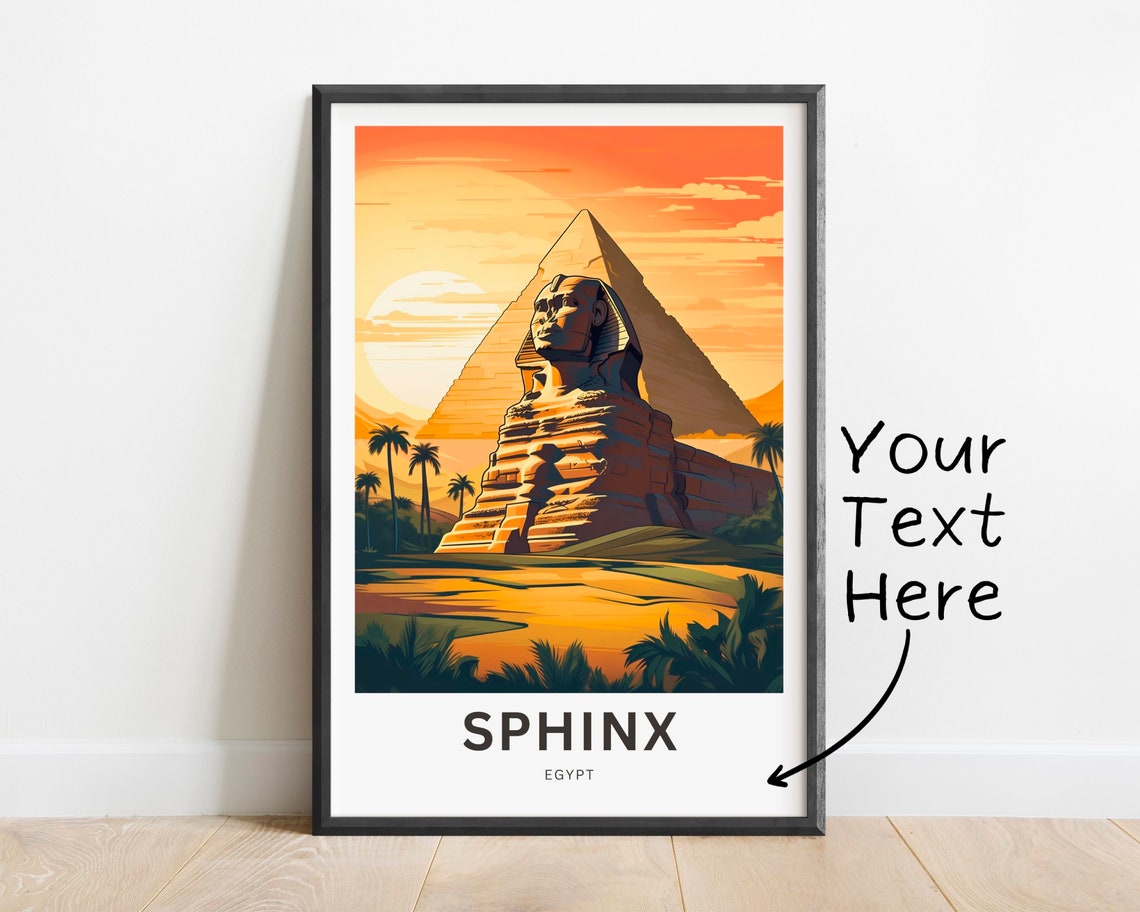 Personalized Sphinx Travel Print Sphinx Poster Egypt Wall Art Framed Present Gift Egypt Present Decor Custom Text