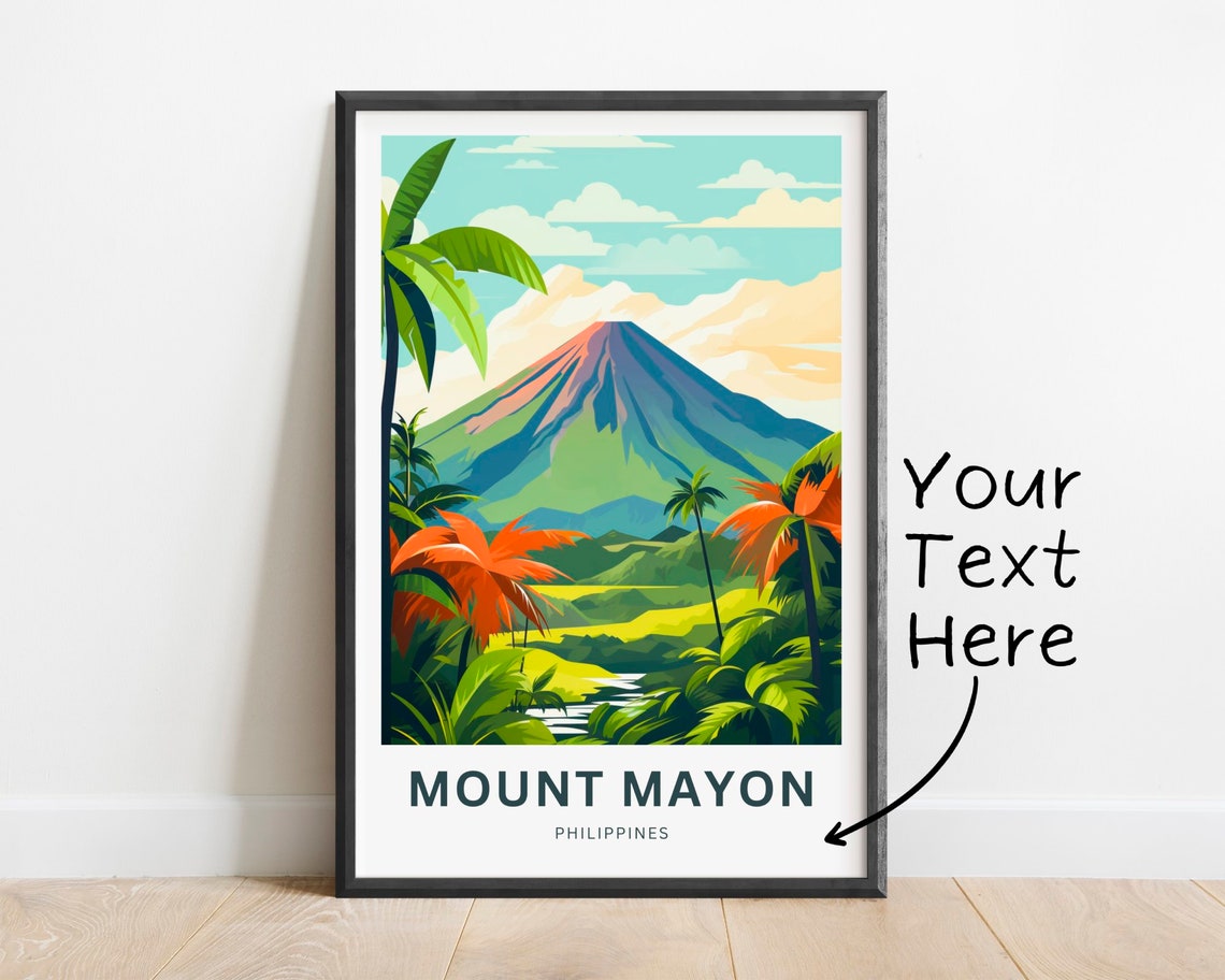 Mount Mayon Volcano Philippines Personalized Tropical Travel Poster