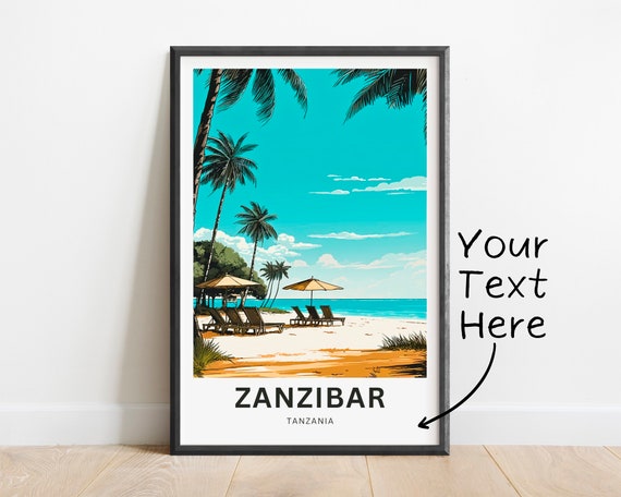 Personalized Zanzibar Travel Print Zanzibar Poster Tanzania Wall Art Framed Present Gift Tanzania Present