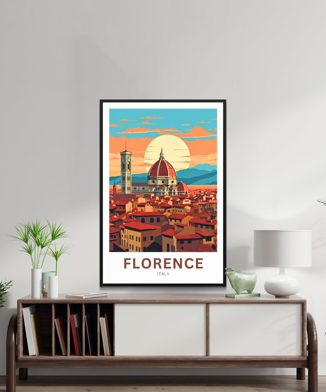 Florence Italy Sunset Duomo Vintage Travel Poster Personalized Gift - Image 2