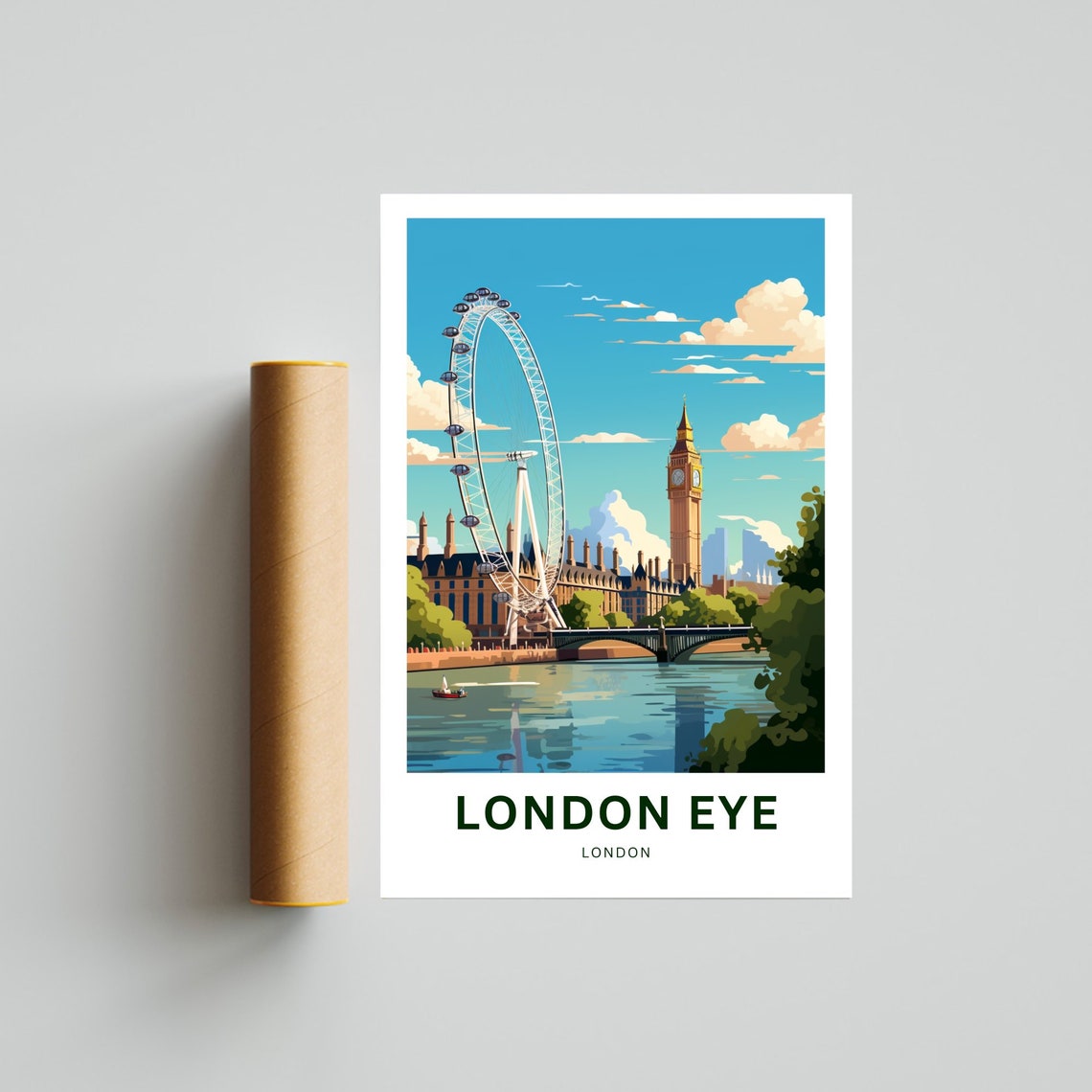 London Eye Big Ben River Thames Westminster Riverside Scene Poster - Image 4