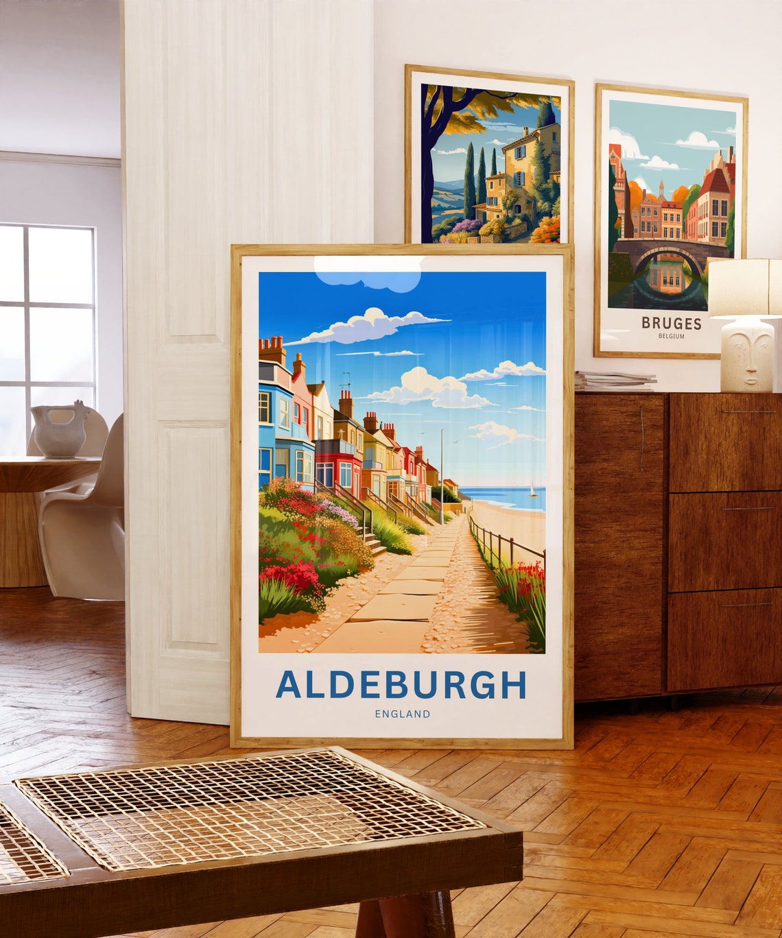 Aldeburgh England Seaside Cottages Garden Personalized Travel Poster - Image 5