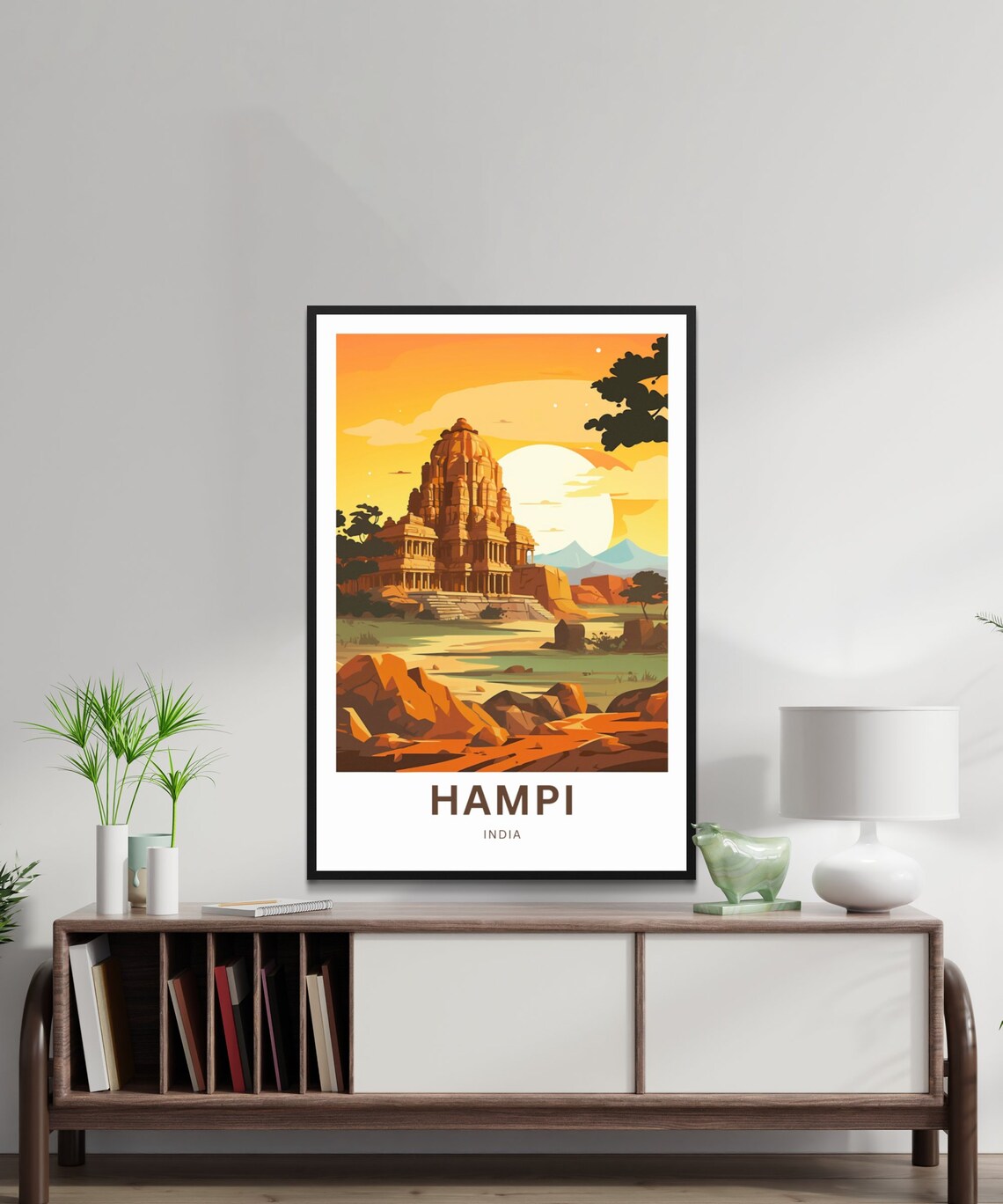 Hampi India Personalized Ancient Temple Golden Sunset Travel Poster - Image 2