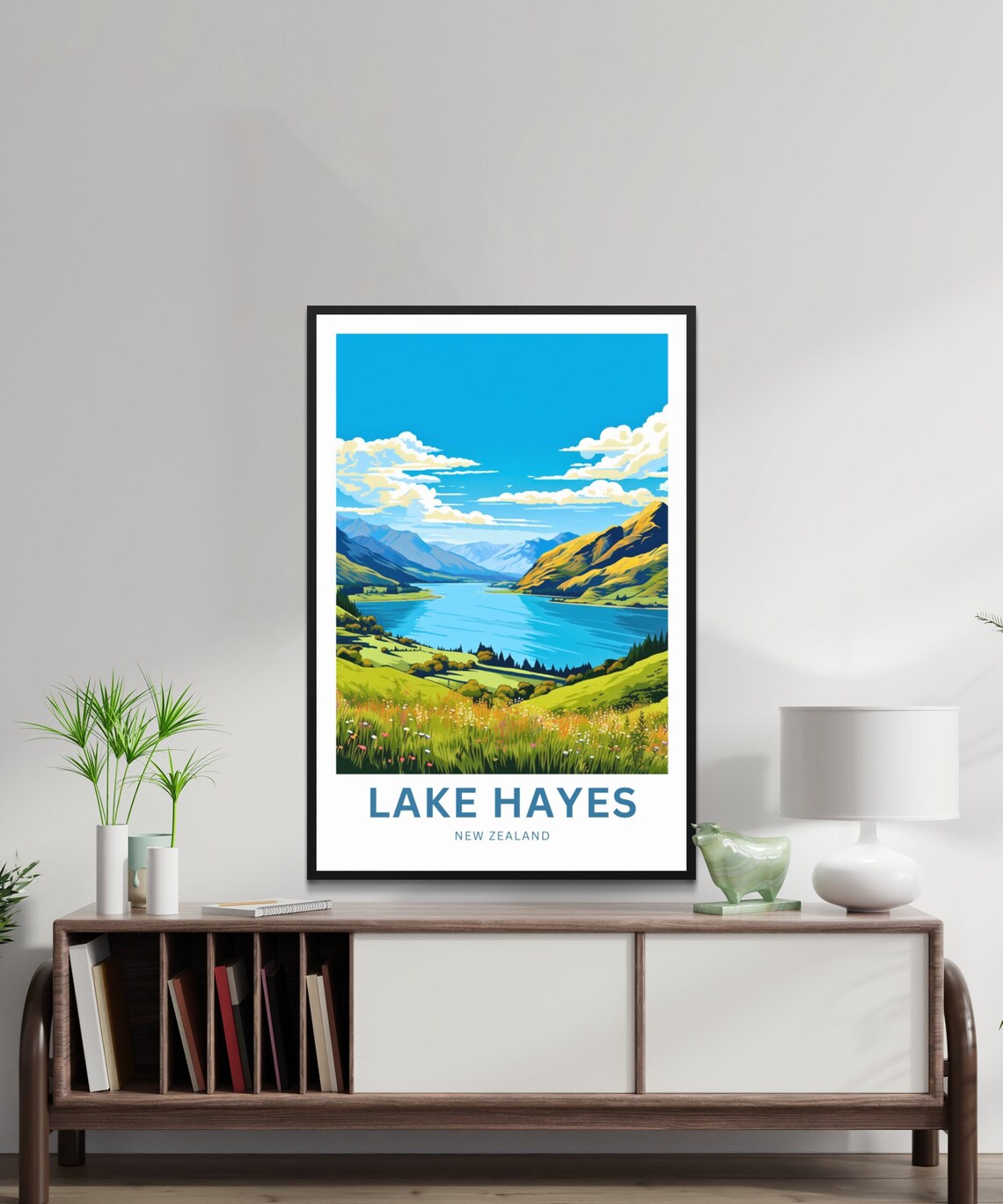 Lake Hayes New Zealand Personalized Golden Hills Lake Poster - Image 2