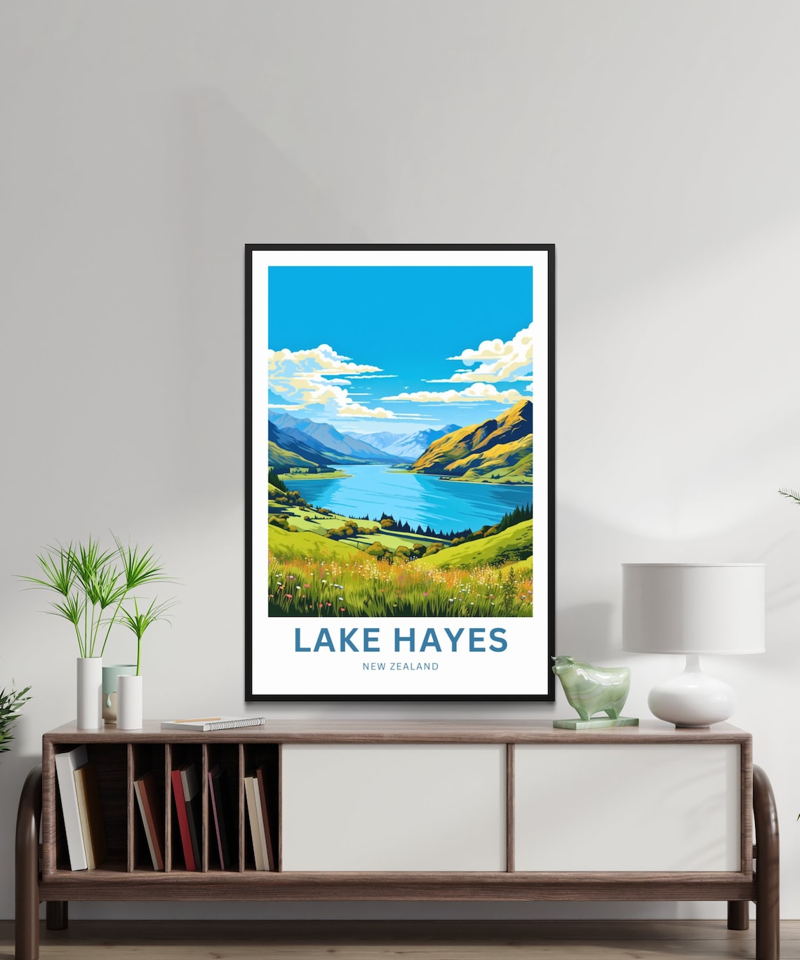 Lake Hayes New Zealand Wildflower Meadow Alpine Lake Travel Poster - Image 2