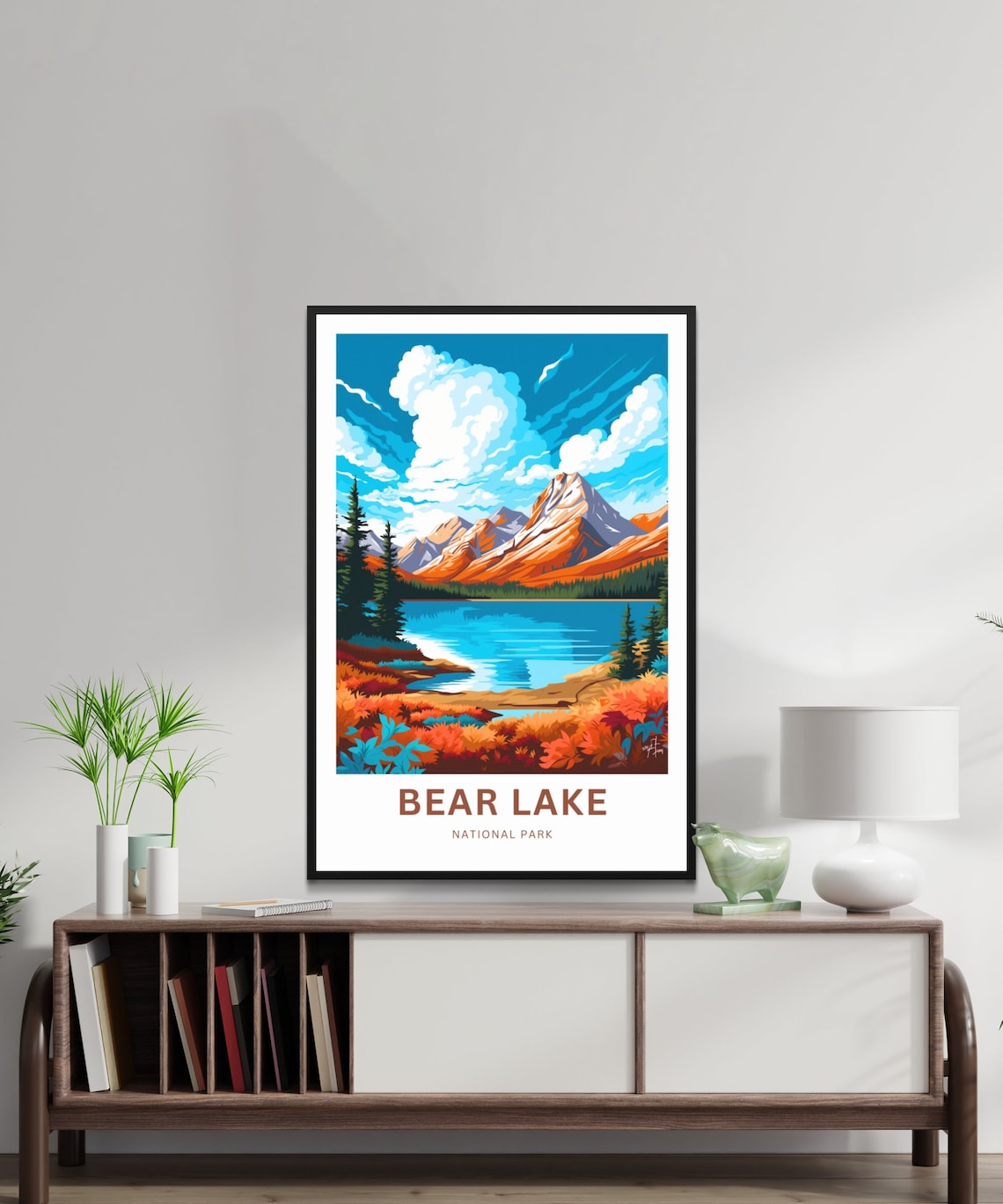 Bear Lake National Park Autumn Orange Peaks Lakeside Travel Poster - Image 2