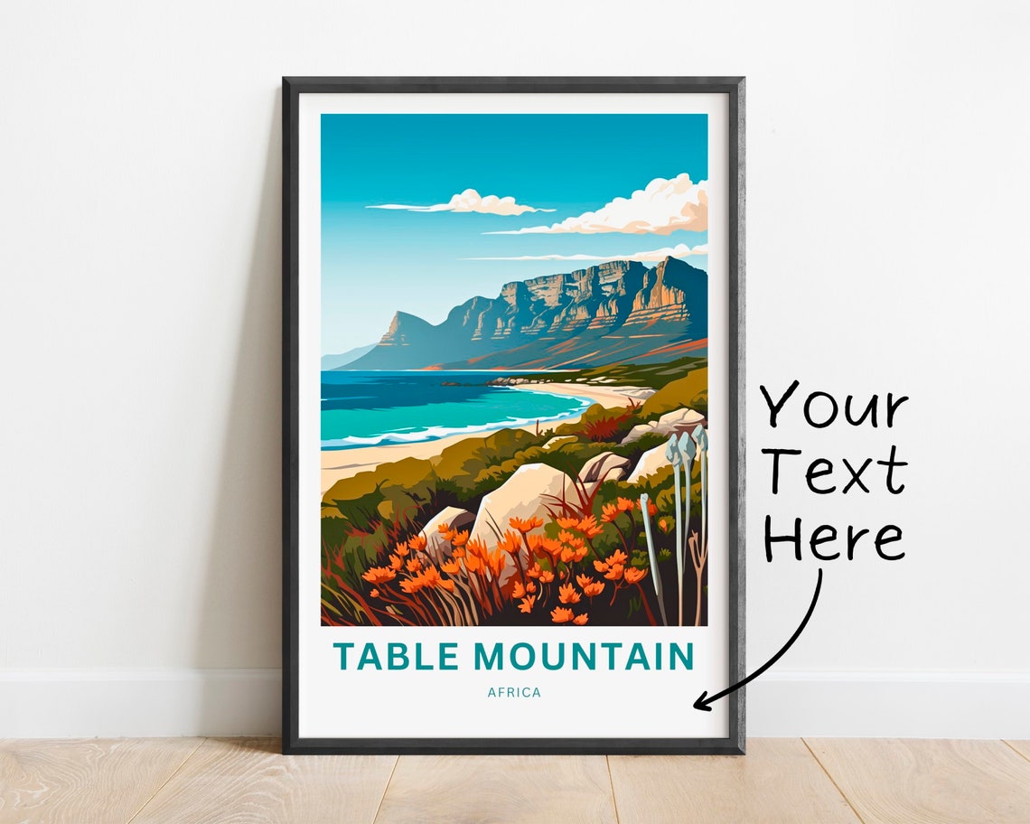 Table Mountain Beach Personalized South Africa Travel Poster