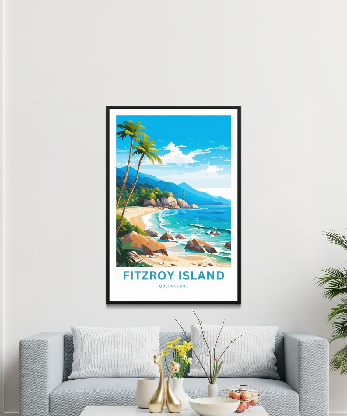 Fitzroy Island Queensland Palm Beach Custom Text Personalized Poster - Image 3