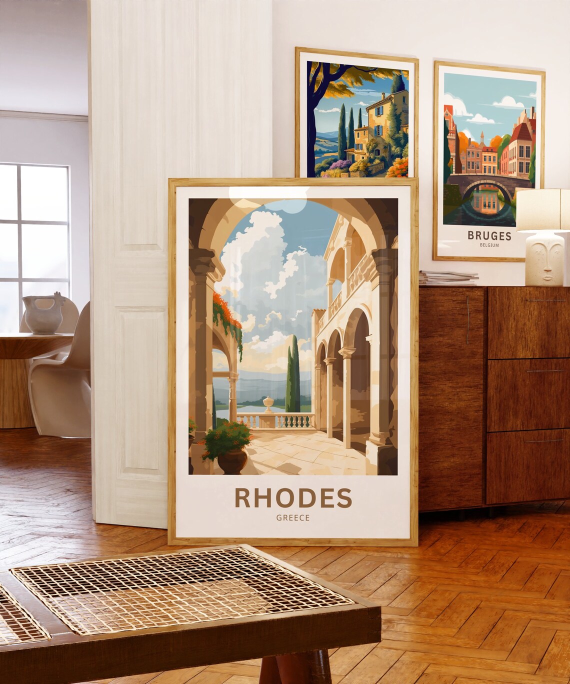 Rhodes Greece Ancient Stone Courtyard Mediterranean Travel Poster - Image 5