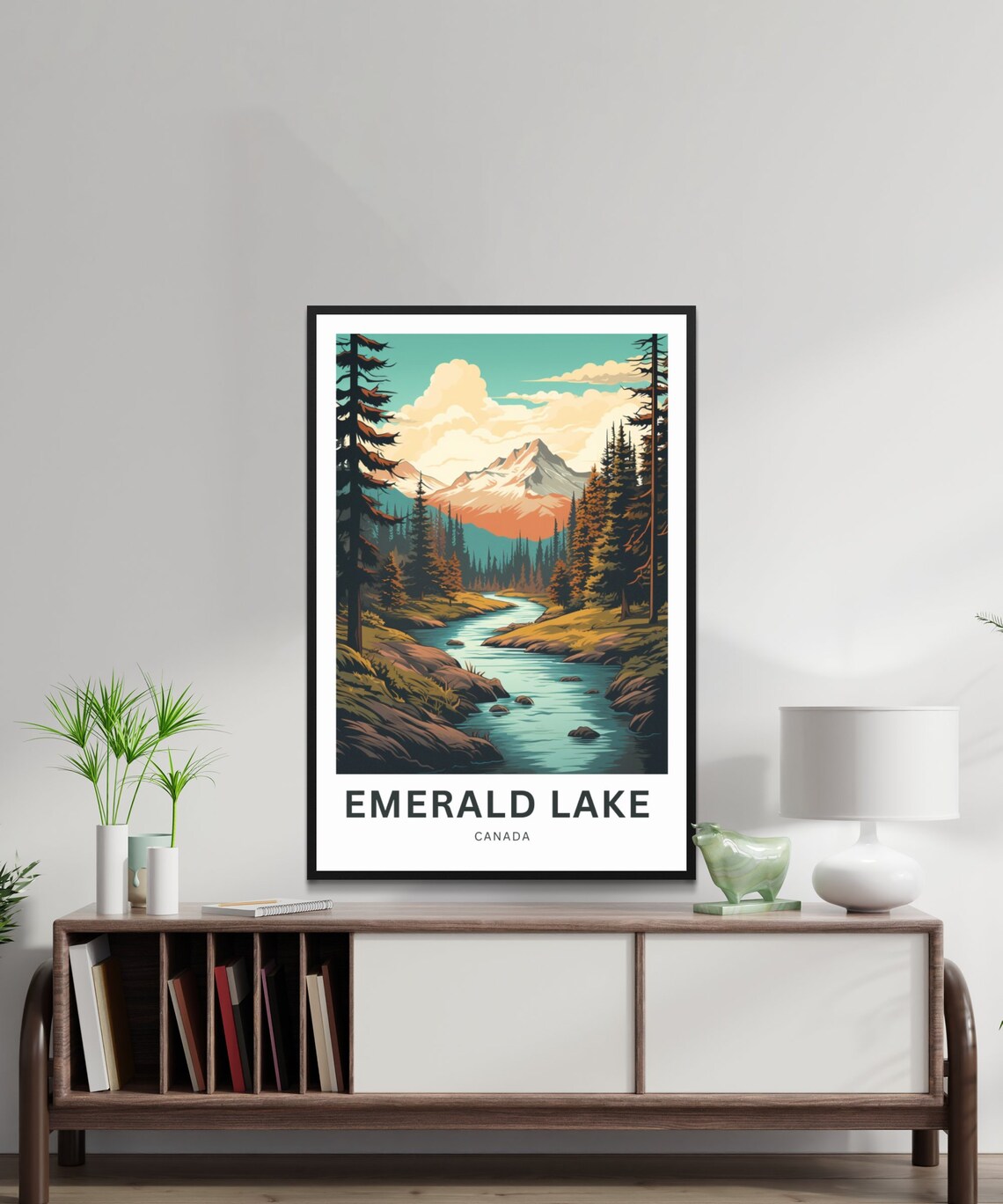 Personalized Emerald Lake Canada Custom Text Vintage Travel Poster - Image 2