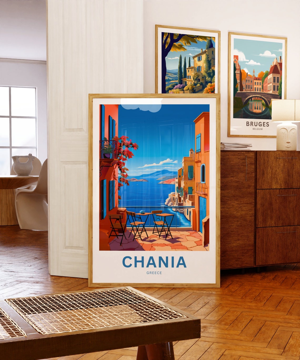 Personalized Chania Greece Seaside Cafe Terrace Travel Poster - Image 5