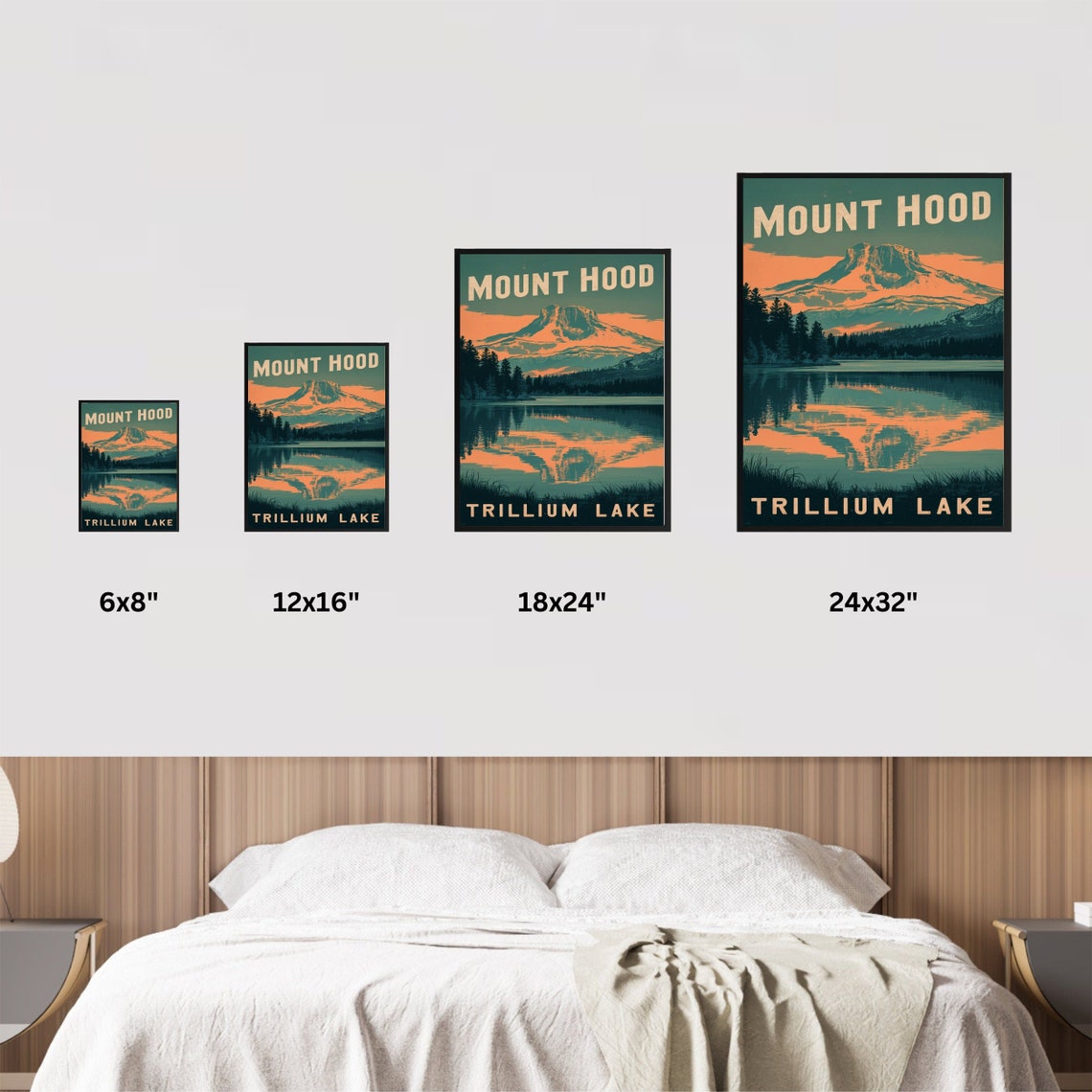 Mount Hood Trillium Lake Vintage Poster with Sunset Lake Reflection - Image 4