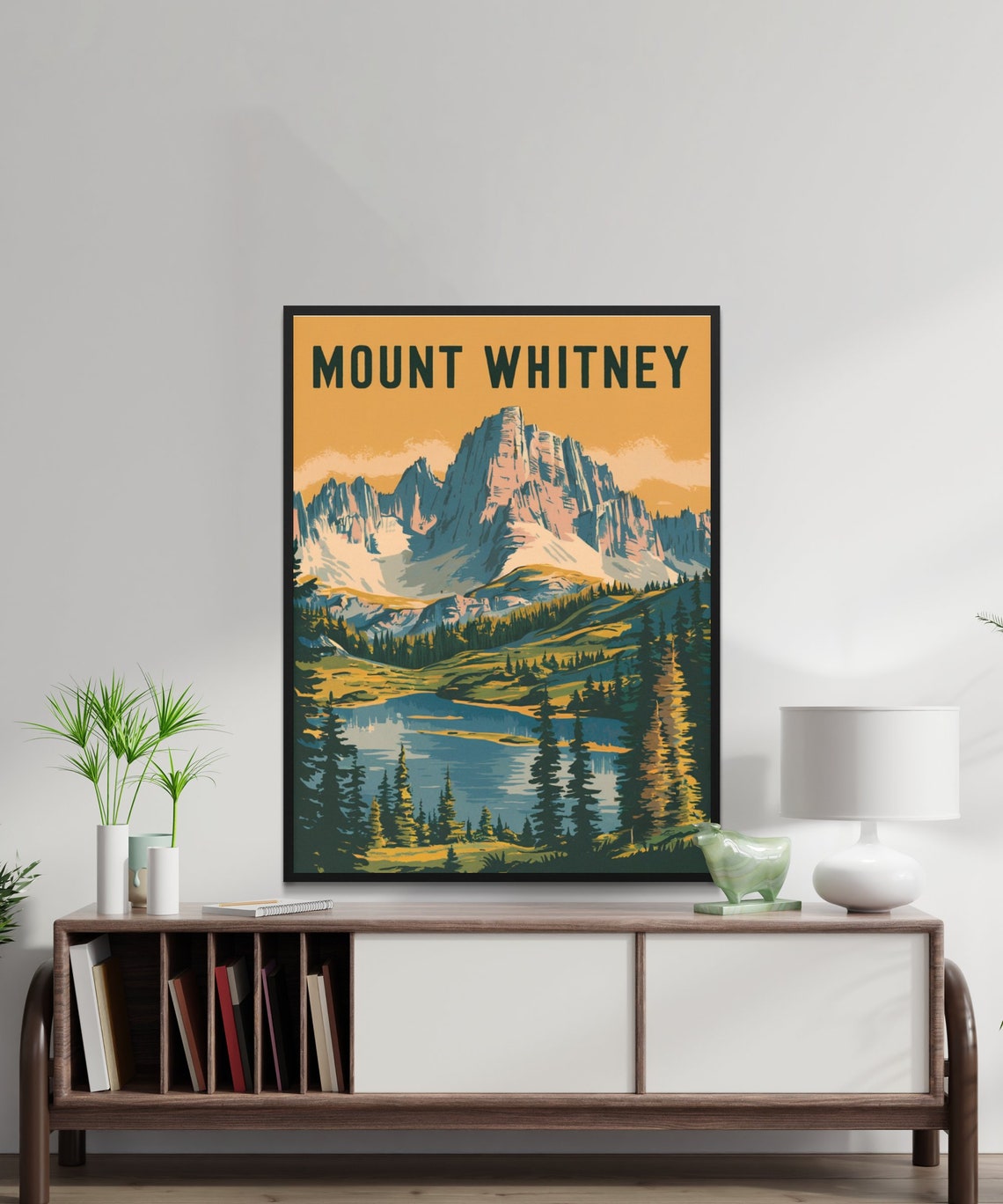 Mount Whitney Golden Sky Granite Peak Reflective Lake Poster - Image 4