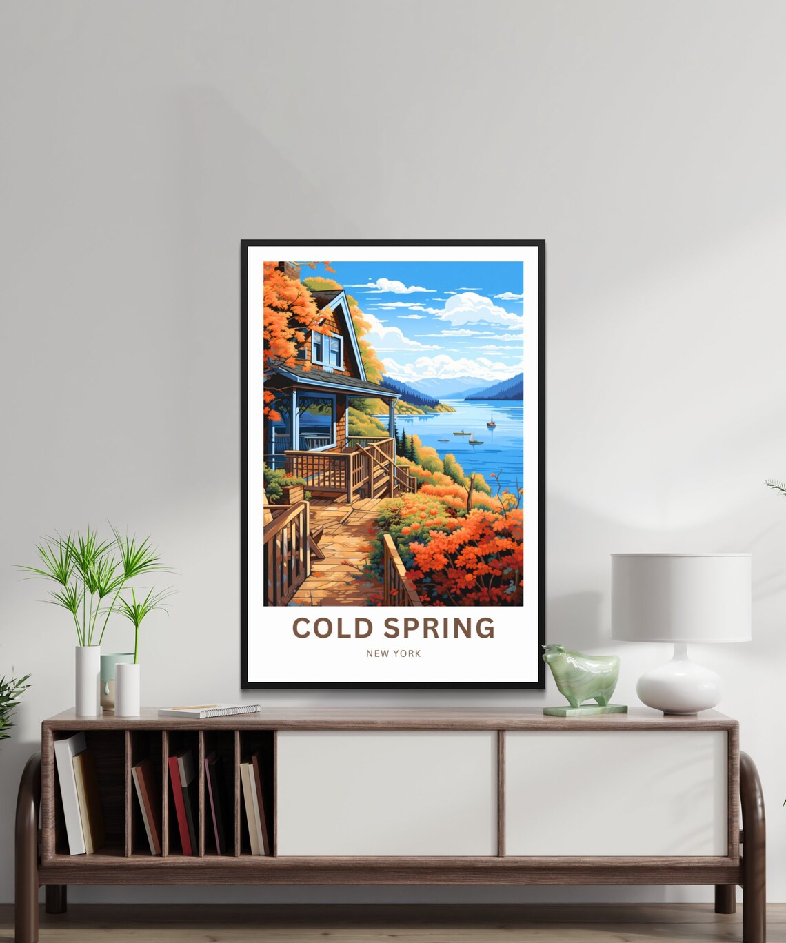 Personalized Cold Spring New York Autumn Porch Lake View Travel Poster - Image 2