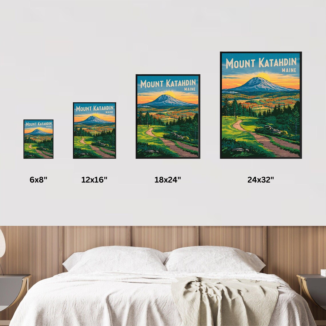Mount Katahdin Maine Sunrise Summit Trail Vintage Travel Poster - Image 3