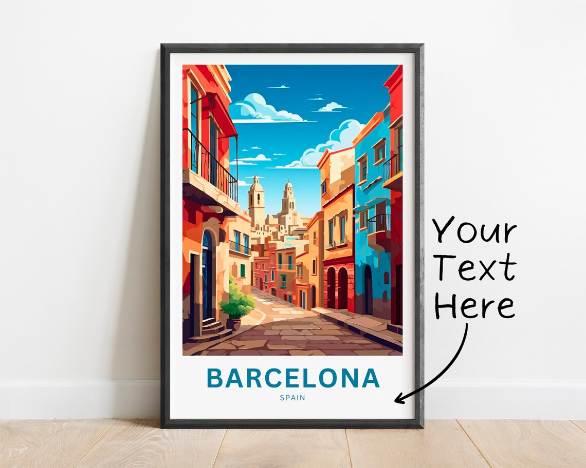 Personalized Barcelona Spain Historic Street Twin Towers Poster