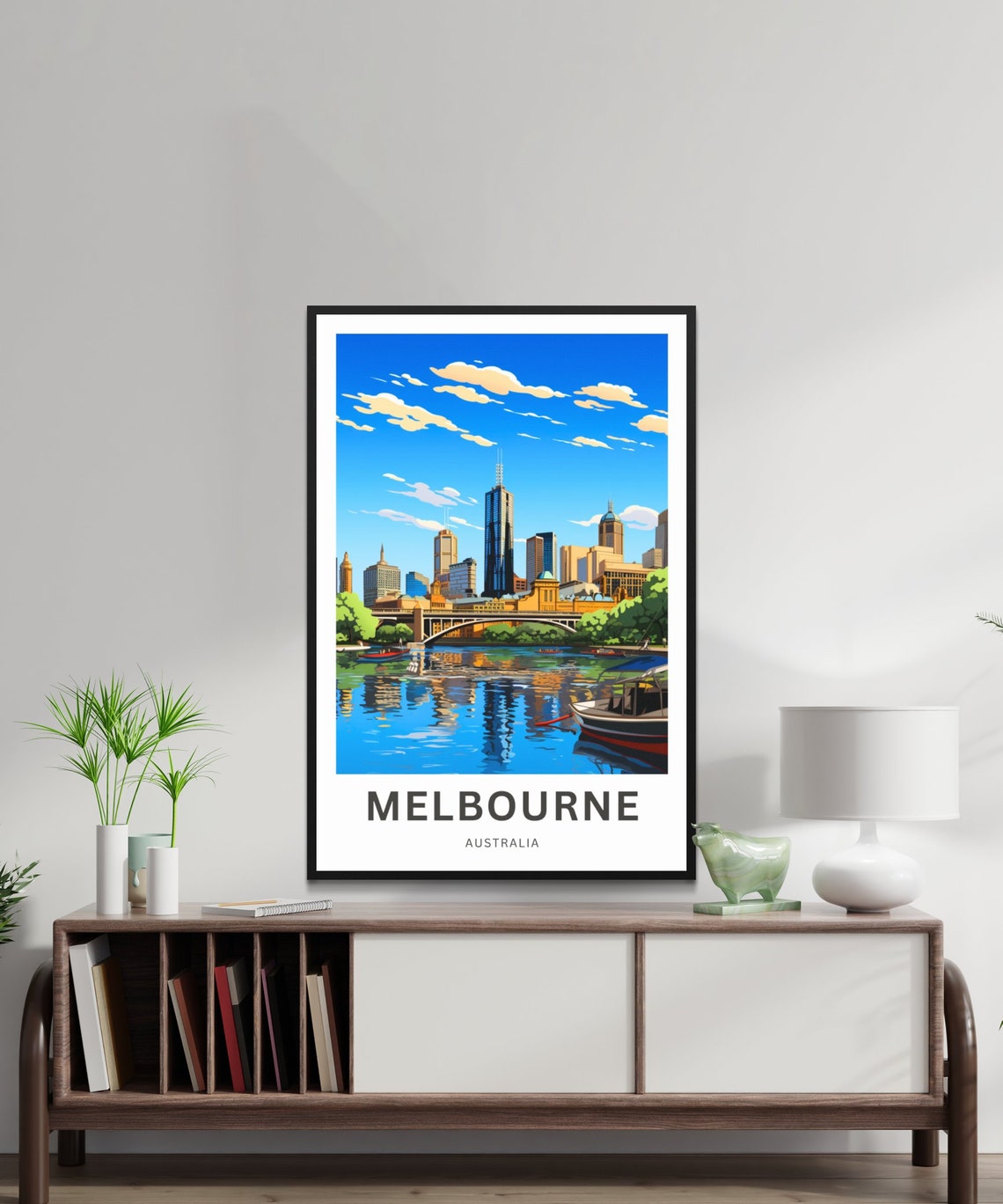Melbourne Australia City Skyline River Personalized Text Poster - Image 2
