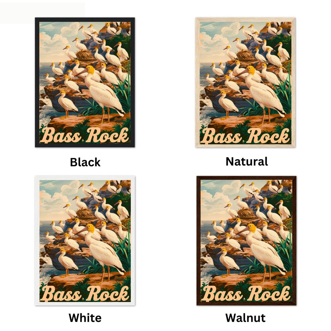 Bass Rock Scotland White Seabird Colony Vintage Travel Poster - Image 4