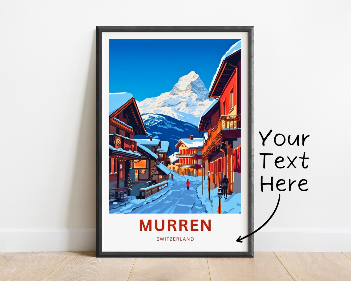 Murren Switzerland Alpine Snowy Winter Village Street Poster - Image 2