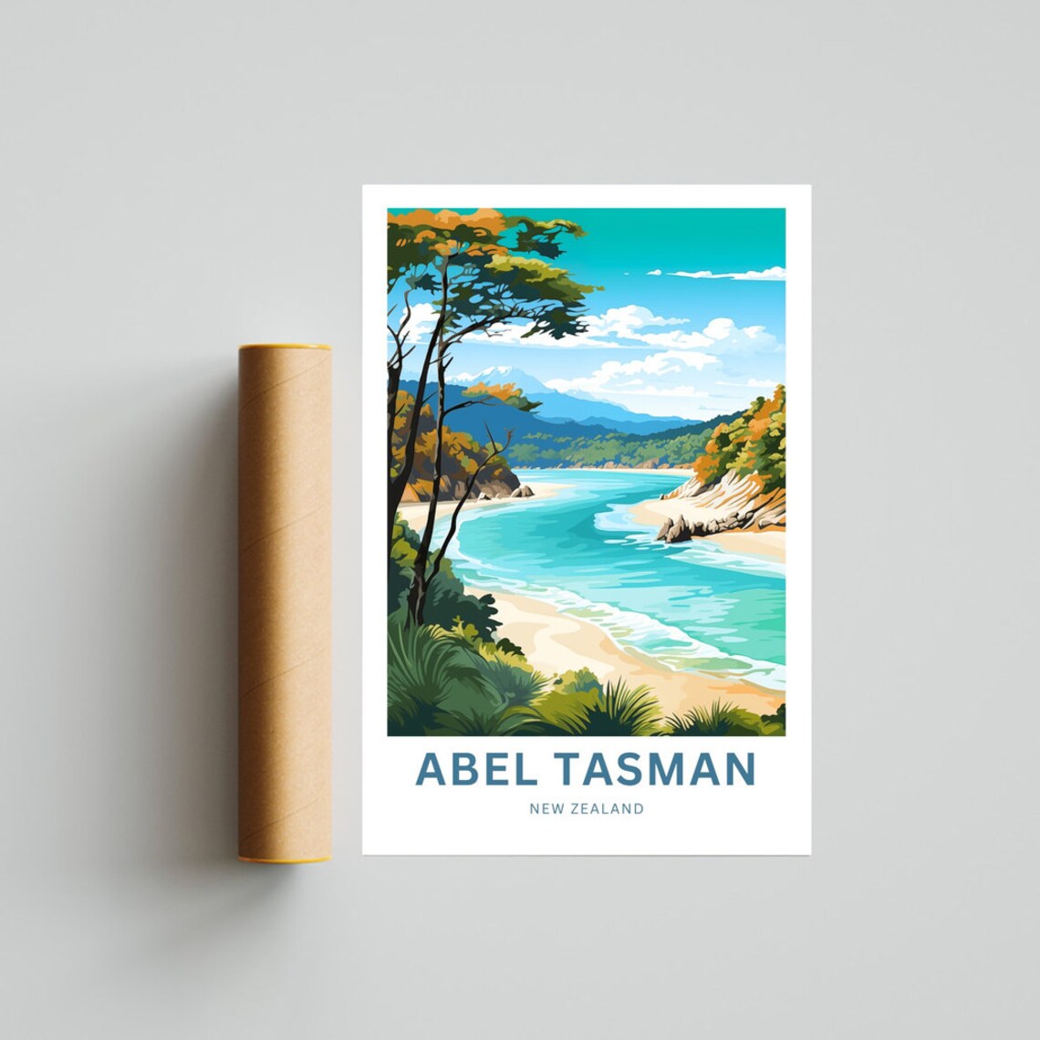 Abel Tasman New Zealand Scenic Bay View Personalized Travel Poster - Image 4