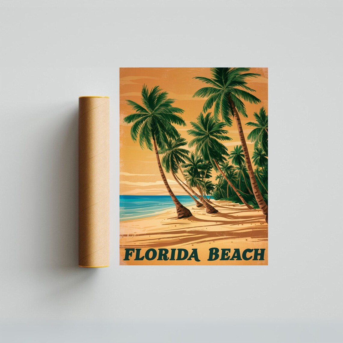 Florida Beach Palm Grove Sunny Day Retro Bold Vintage Travel Poster - Image 3